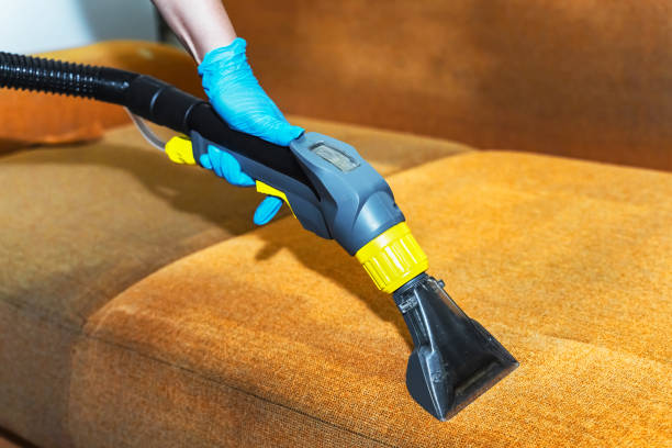 Before and After deep Cleaning of the Sofa with the device. Wake Forest NC residential deep cleaning professionals Bright Leaf Cleaning